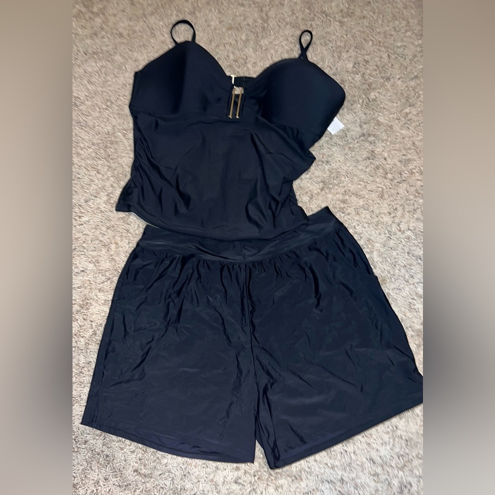 Black new 3X tankini swim suit with shorts